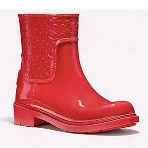 COACH | Millie Signature rain boots in red rubber Sz 6